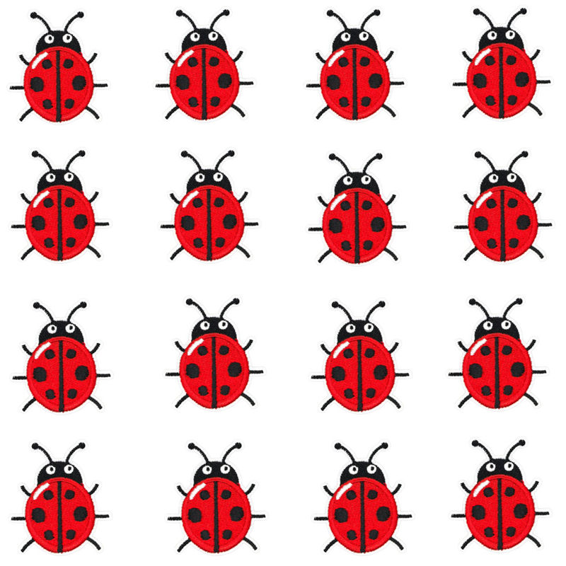 Embroidery Lady Bug - 16 штук в партии. Наклейки в