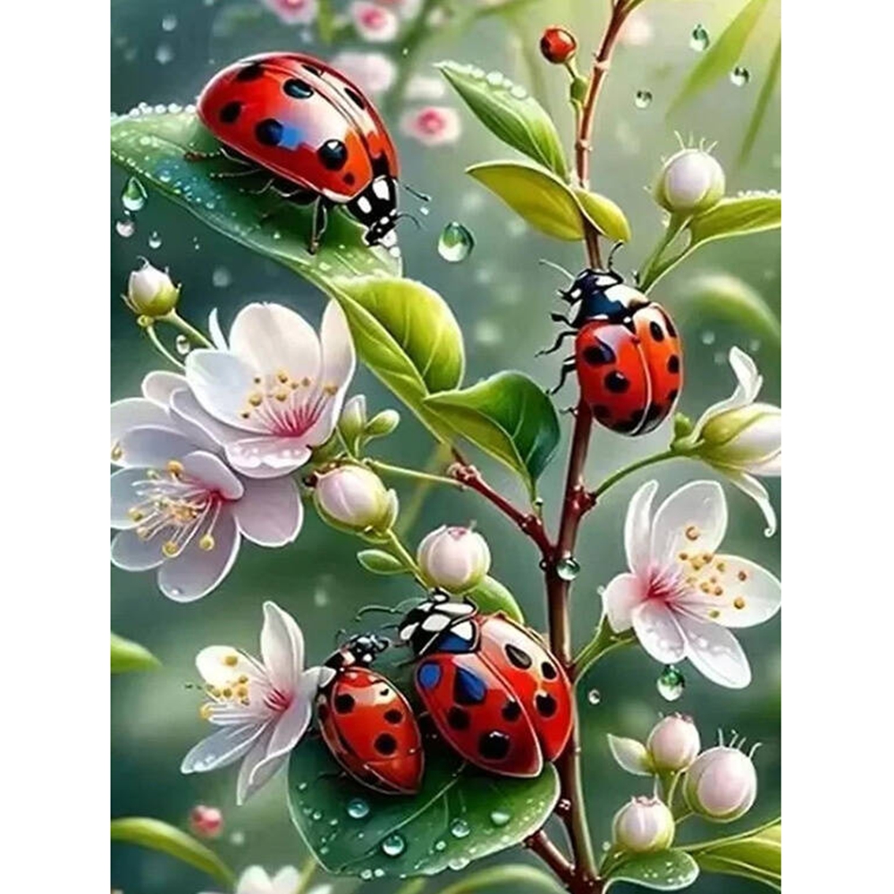 Embroidery Lady Bug - Безрамная 5D алмазная мозаика «Божья коровка»,