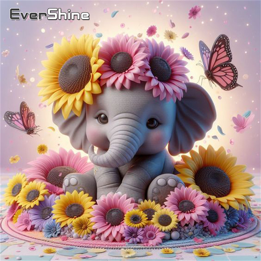Embroidery Kit Set - Алмазная живопись Evershine со слоном, Набор