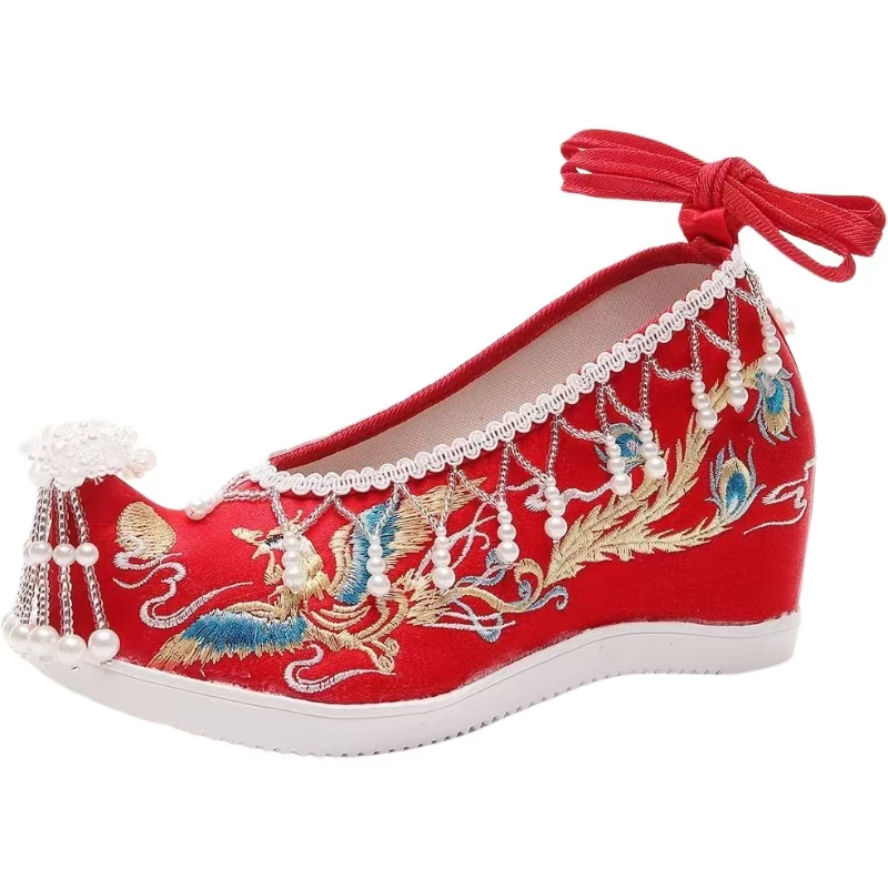 Embroidery Shoes - Женские новые красные свадебные туфли с