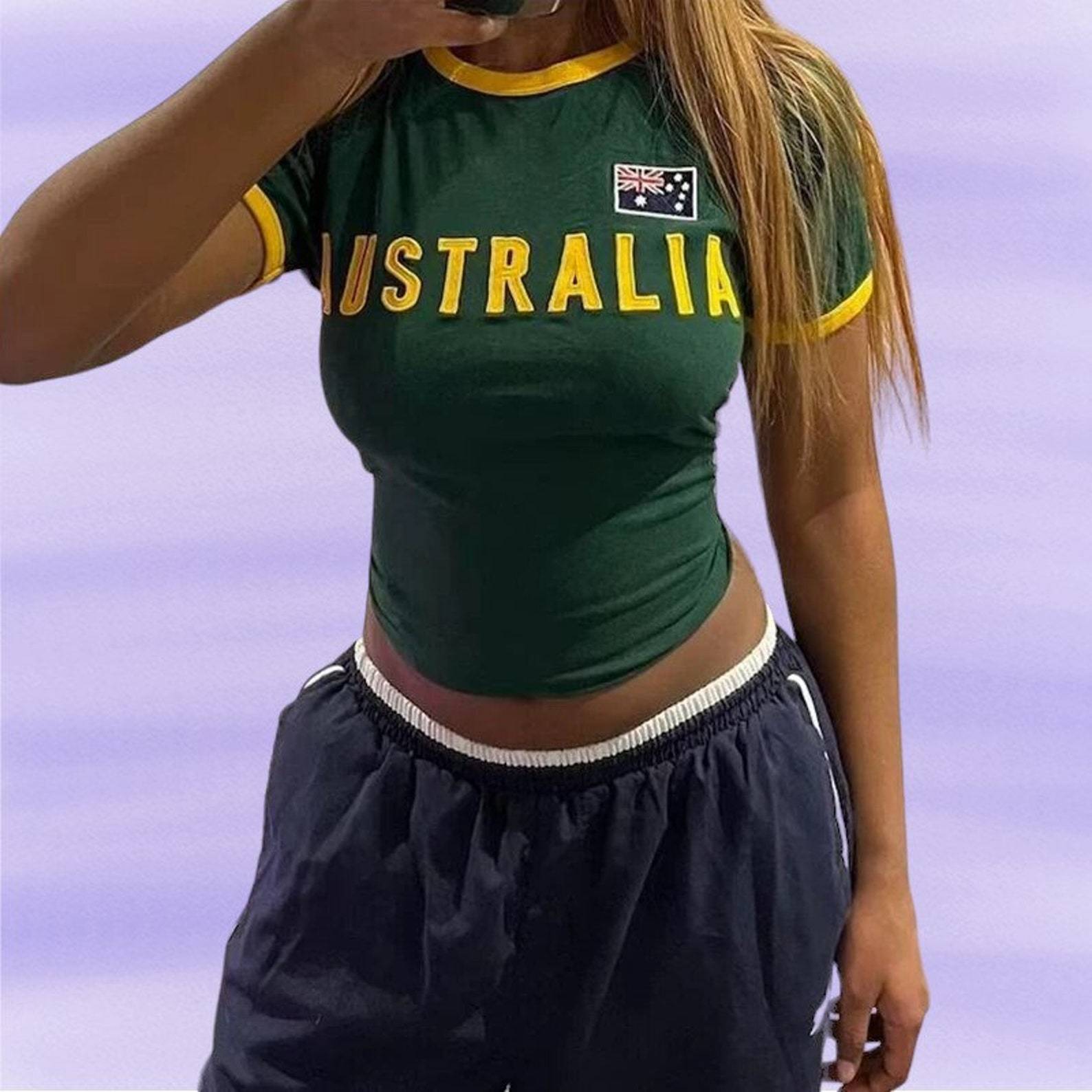 Embroidery In Australia - Y2k Эстетическая женская австралийская футболка с