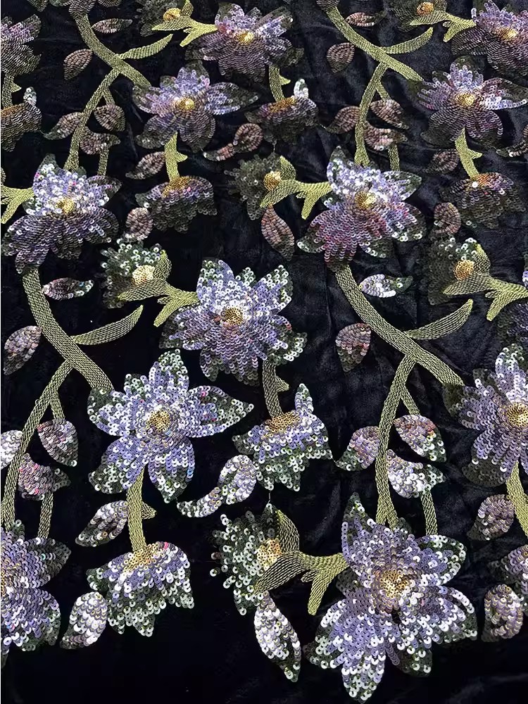 Embroidery Beads - 1 ярд винтажной бархатной ткани ручной