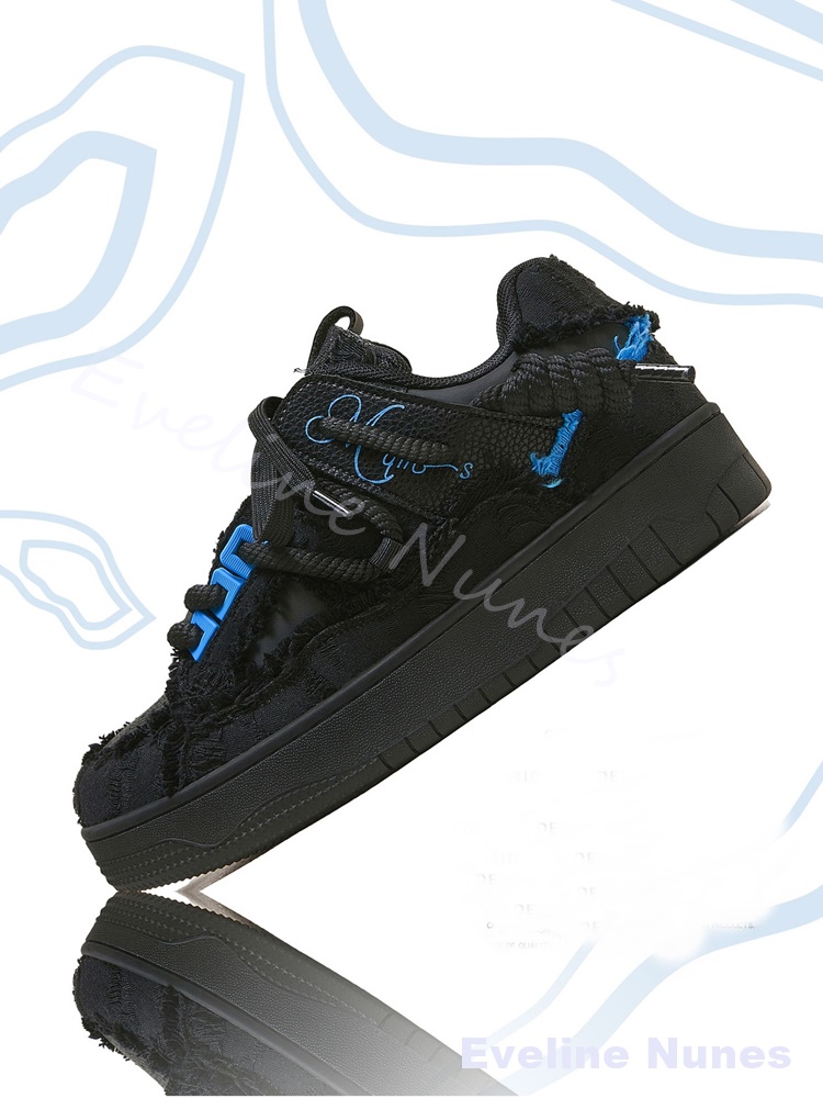 Черные кеды на платформе с нео – обзор и цена Embroidery Shoes