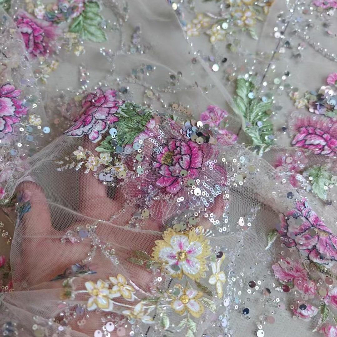 Роскошная кружевная ткань с би – обзор и цена Embroidery Beads