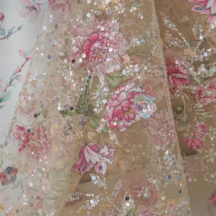 Роскошная кружевная ткань с би – обзор и цена Embroidery Beads