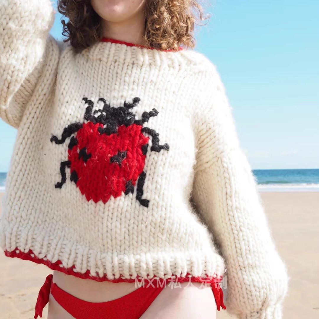 Женский свитер из грубой шерст – обзор и цена Embroidery Lady Bug